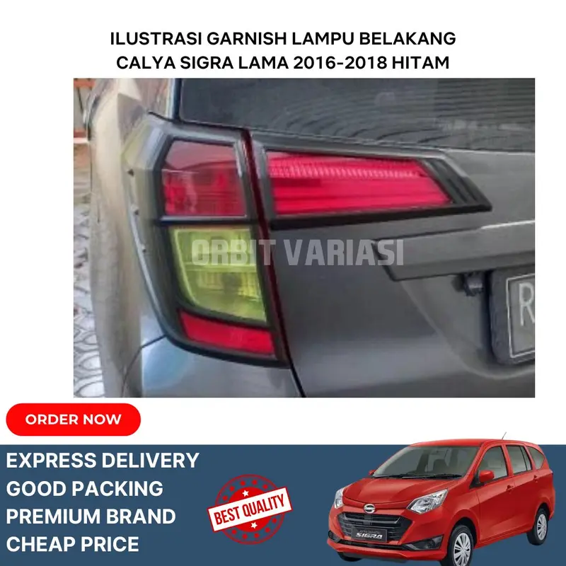 GARNISH LAMPU MOBIL DEPAN BELAKANG CALYA SIGRA LAMA 2016-2018 HITAM 3