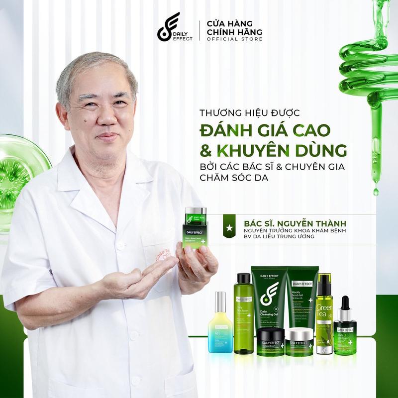 Combo 3 Sản Phẩm Làm Sạch Da, hỗ trợ tạm biệt Mụn và Dưỡng Phục Hồi Da Căng Mịn Khỏe Mạnh DAILY EFFECT (sữa rửa mặt 120ml, serum cấp ẩm & làm dịu da 30ml, kem chấm mụn 10g) Skincare Nữ 5
