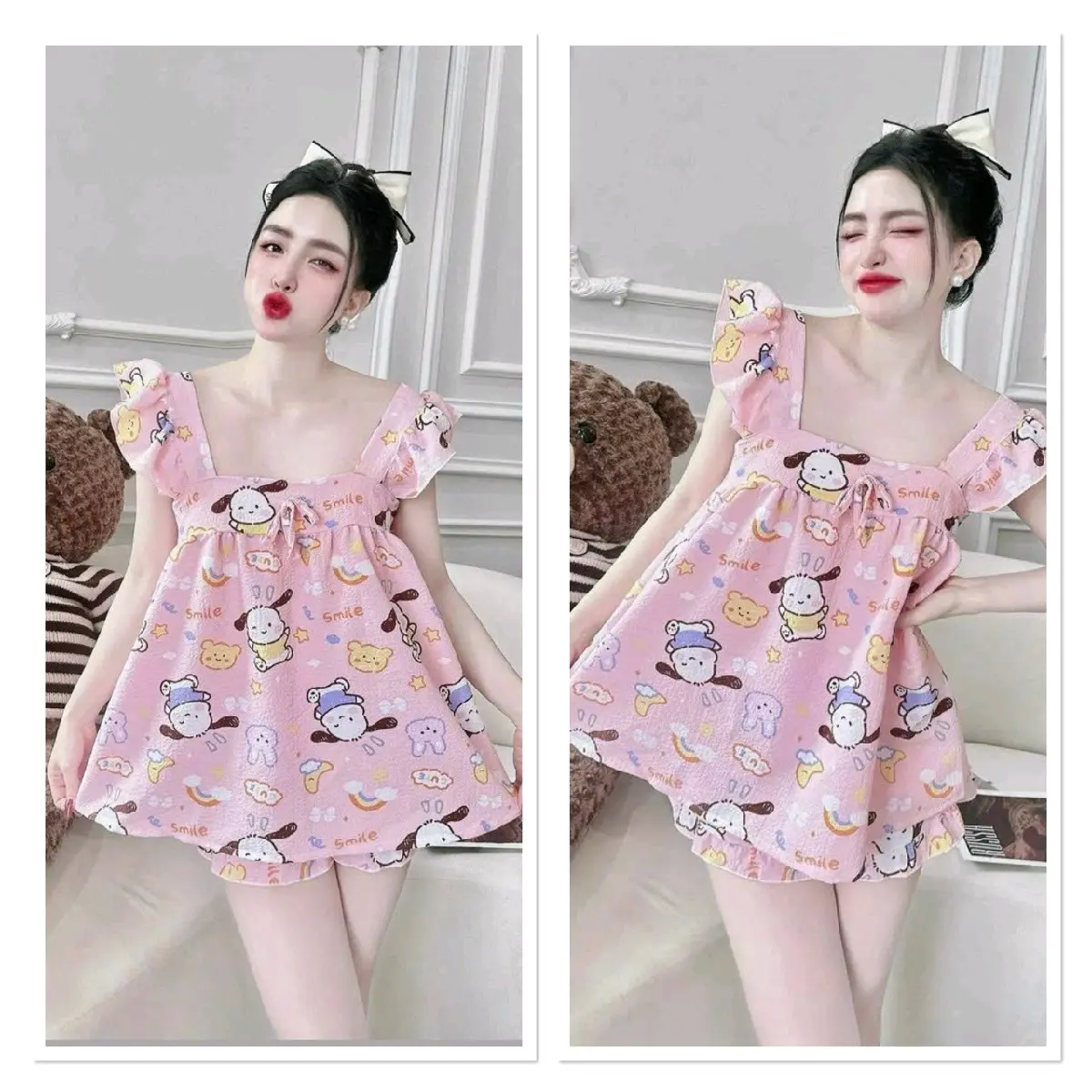 Đồ bộ mặc nhà tay cánh tiên chất xốp Women form đẹp 40_60kg