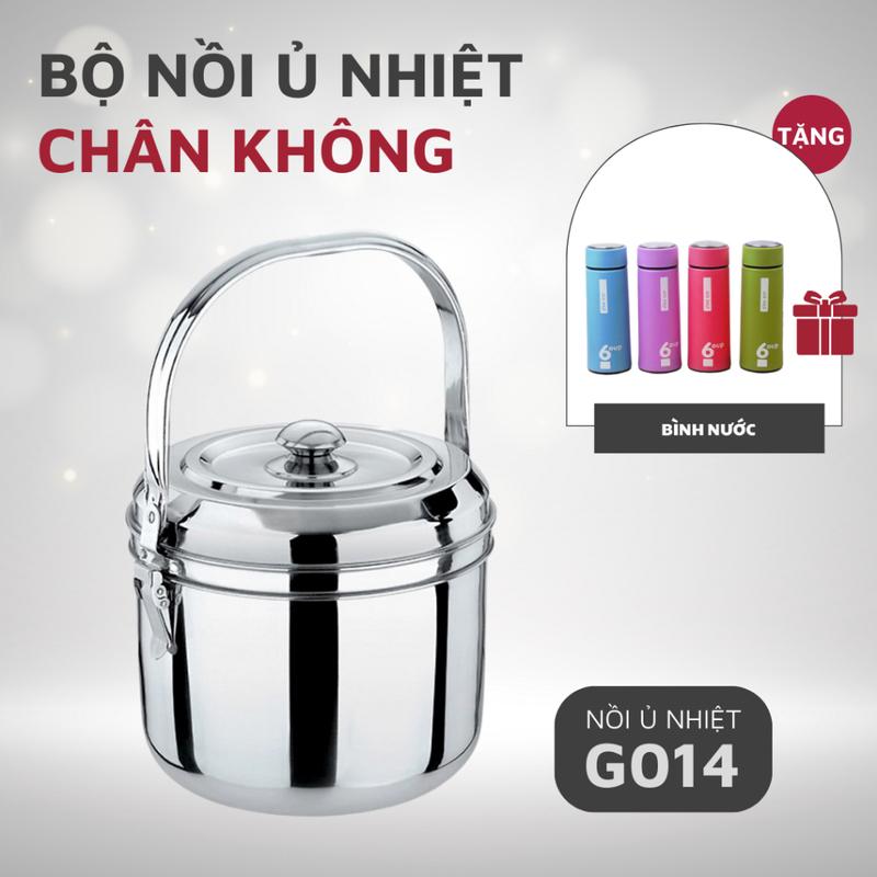Nồi Ủ Nhiệt GALEN G014 Chân Không Inox Dung Tích 5.5L Nồi Ủ Đa Năng Giữ Nóng Thức Ăn Lên Đến 12 Giờ - TẶNG BÌNH NƯỚC. (KHÔNG DÙNG CHO BẾP TỪ)
