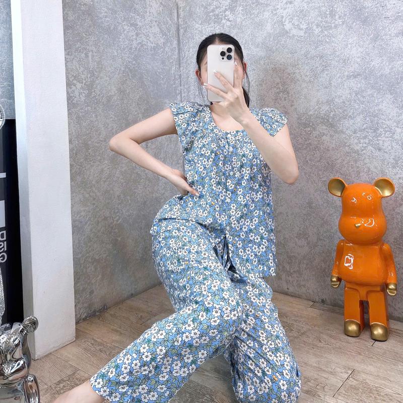 Product Introduction of Đồ bộ tole lanh nữ mặc nhà quần dài, áo tay ngắn cài nút, cổ vuông F21 VNXK SHOP5SAO (43-75kg)_Link 3 Women 15