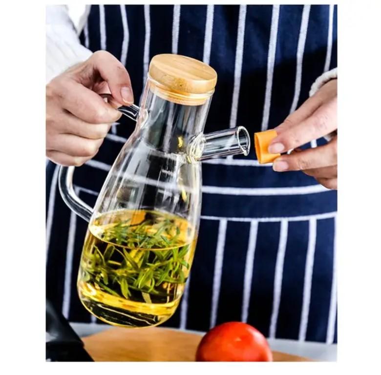 Product Introduction of Botol Minyak Goreng Borosilicate Glass Wadah Kaca Oil Pot Leak Proof Tutup Kayu 700 ML 10