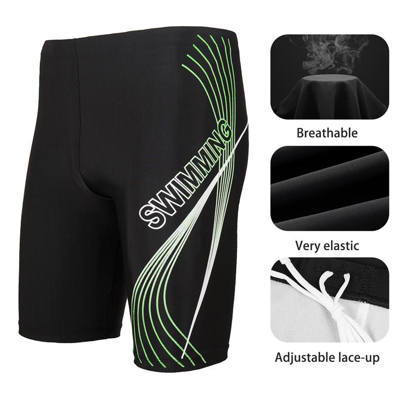 Summer Men Swim Shorts High Waist Letter Print Beach Tight Swimming Trunks Quick Drying Sports Surf Shorts Trunks Swimsuit 3