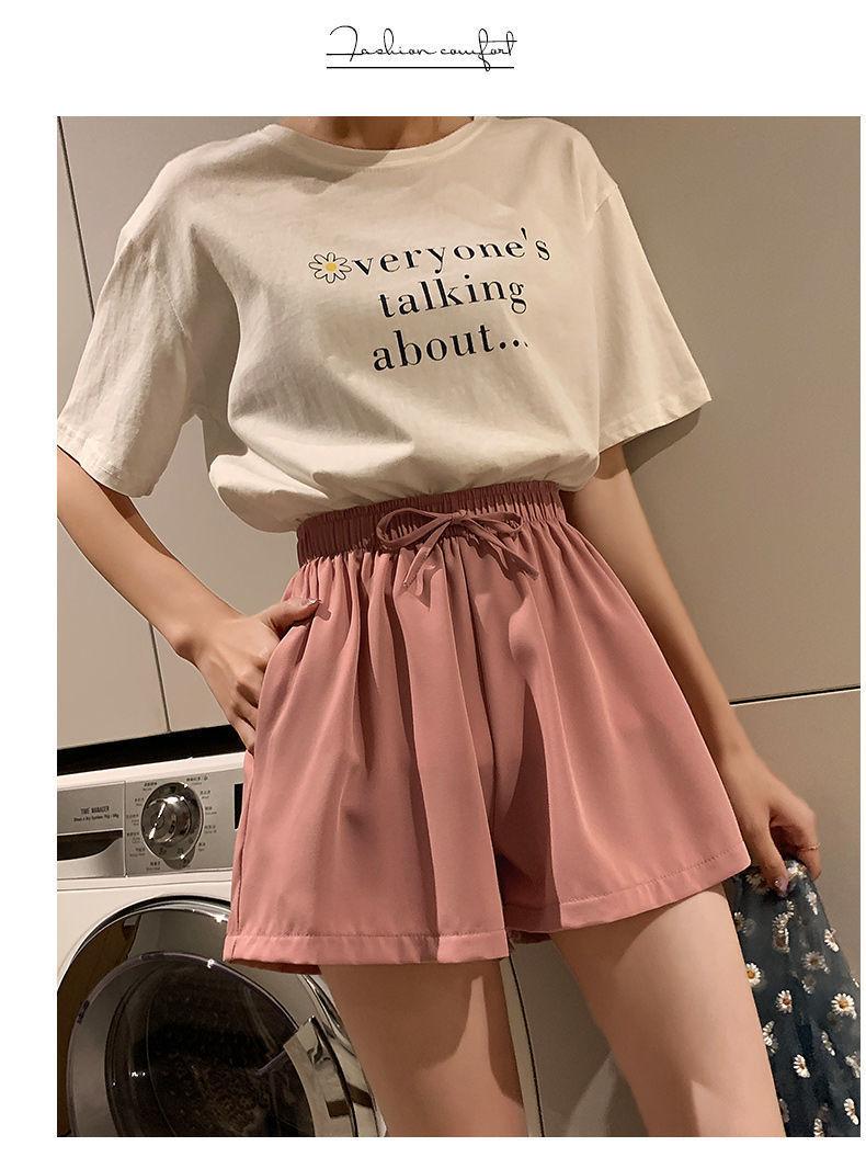 Product Introduction of Ice Silk Shorts for Women, Summer Thin Wide-Leg Casual A-Line Shorts, Versatile High-Waisted Home Three-Quarter Shorts for Women, Trendy Outdoor Wear 21
