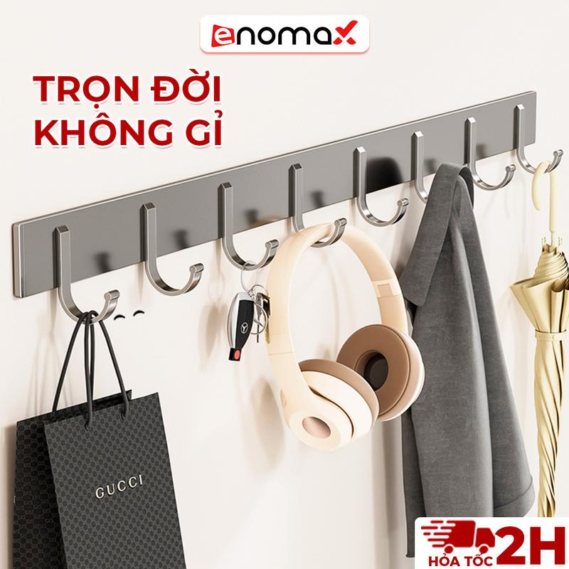 Móc treo gắn tường Enomax siêu chắc treo đồ đa năng chịu lực 50kg chất liệu Thép carbon đi kèm keo dán ốc vít