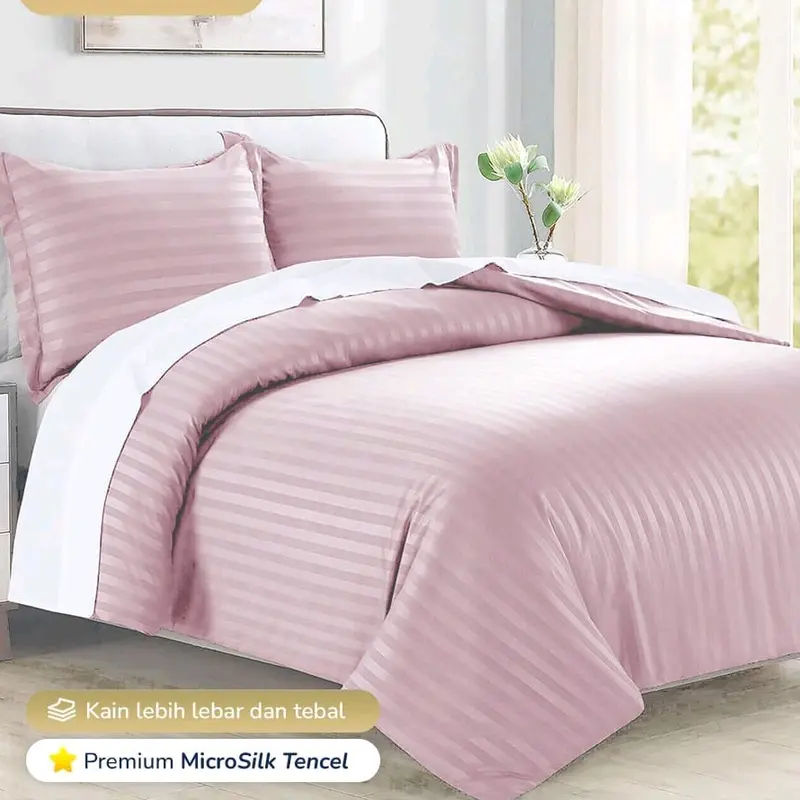 TINGGI 40 CM - SPREI HOTEL MICROTENCEL PREMIUM GRAMASI 130  SET ANTI GESER  FREE KARET ANTI GESER SEPRAI Kain Serat Bambu Mikro Sarung Bantal Frame 2