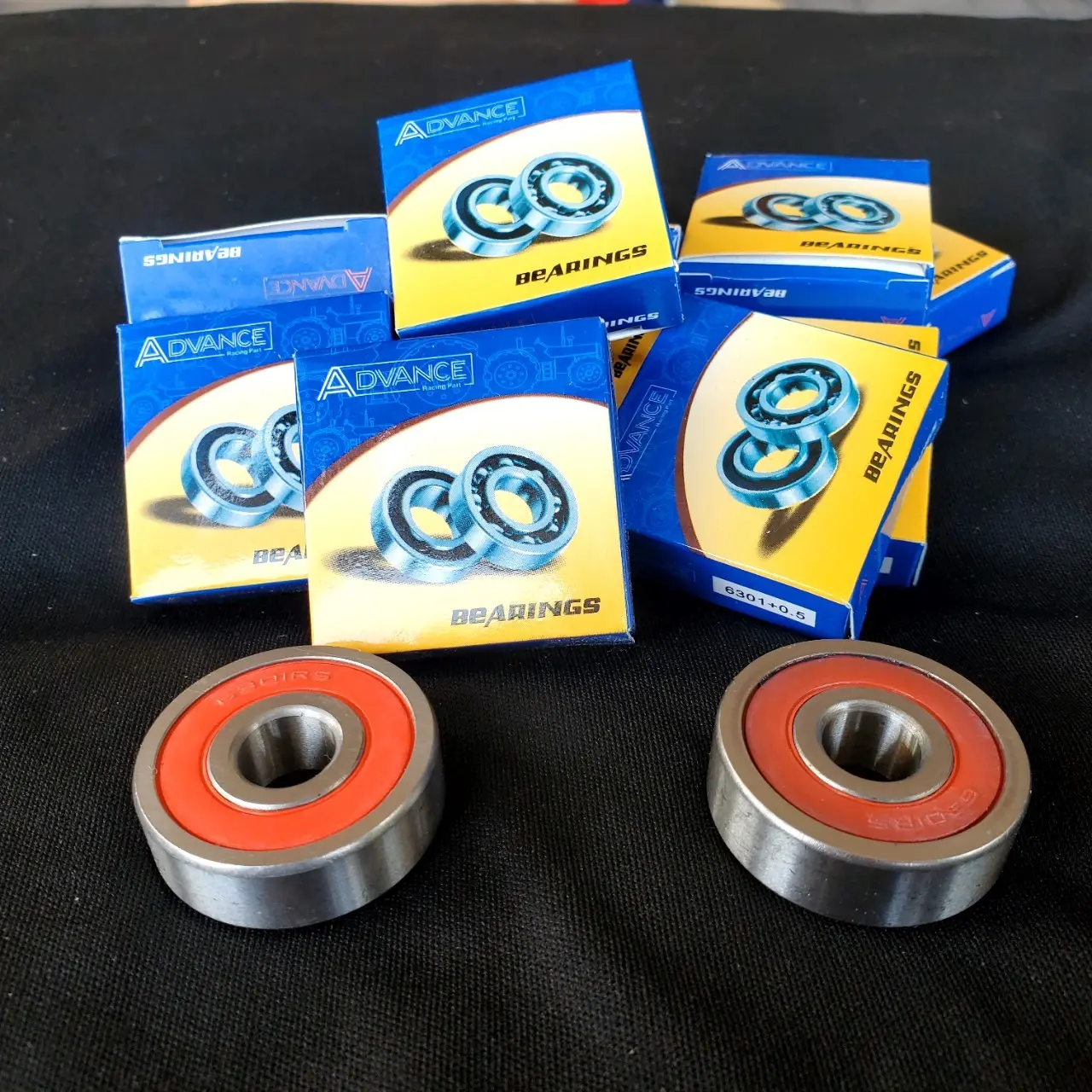 Advance ลูกปืนล้อมอเตอร์ไซค์  6301 / 6201 / 6203  (Over size + 0.5 mm /+1mm)ราคาต่อ 1 ลูก