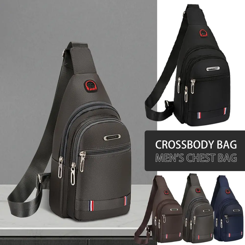 New Chest Bag Messenger Bag Men Simple Oxford Cloth Fashion Three-layer Chest Bag One Shoulder Crossbody Bag