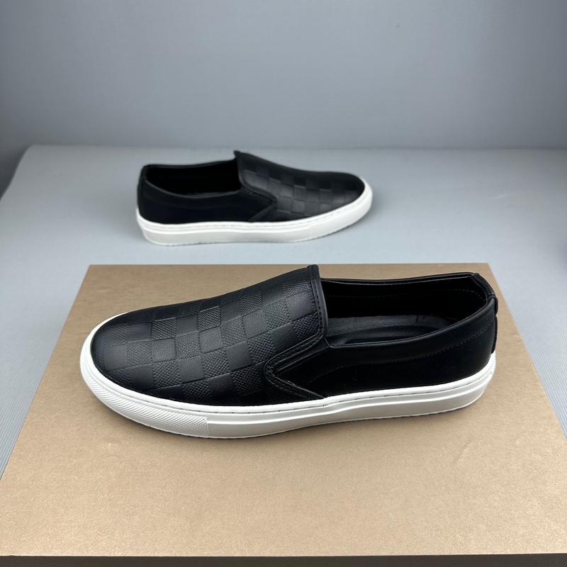 Giày lười SlipOn nam da xít nhám in vân 3D kẻ ô - đế cao su tăng chiều cao 3cm, có khâu đế sẵn 6