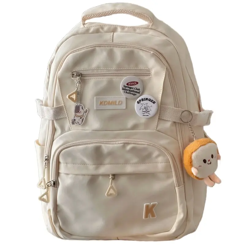 Unisex Large Capacity Waterproof Backpack Vintage Style Nylon Material Zipper Closure Casual Leisure Scenarios Double Shoulder Straps