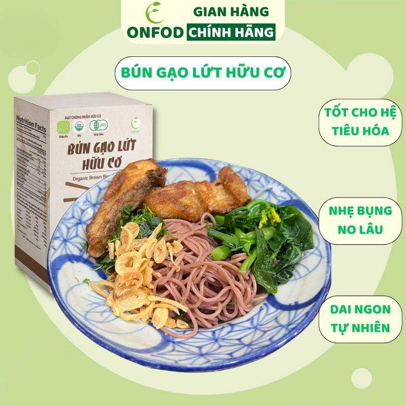 Bún gạo lứt hữu cơ huyết rồng ONFOD thức ăn healthy eat clean thực dưỡng ăn chay 250g 500g - Food