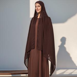 Set Topi Ikat Bertepi Lebar Kapas, Gaya Muslim, dengan Tudung baju  brocade abaya Clothing Wanita Dusty Pink