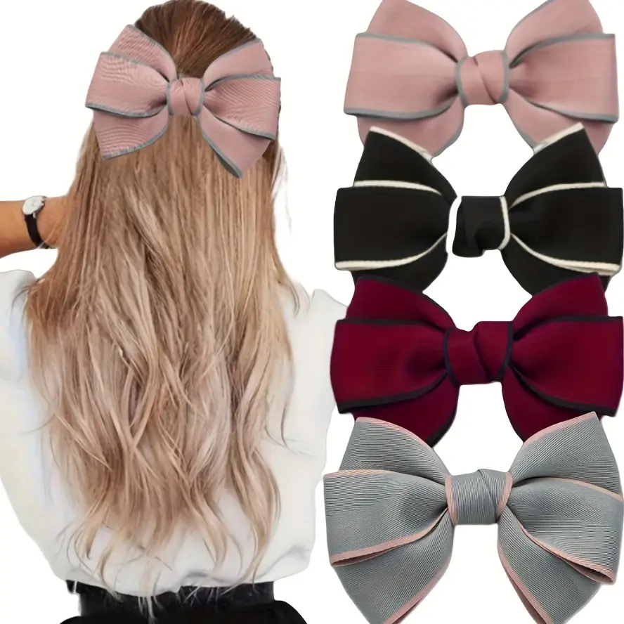 French Fabric Bow Spring Clip Elegant Sweet Hair Clip Casual All-Match Hair Accessories Vintage Bow Decorative Hair Clip Fashion Hairpin, Suitable for Women and Daily Use [Huang Yunying Special]