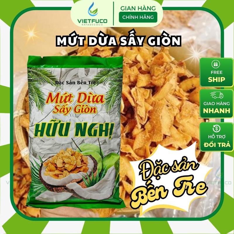 275g Mứt dừa khô sấy giòn Hữu Nghị - Đặc sản Bến Tre Snack Ăn Vặt