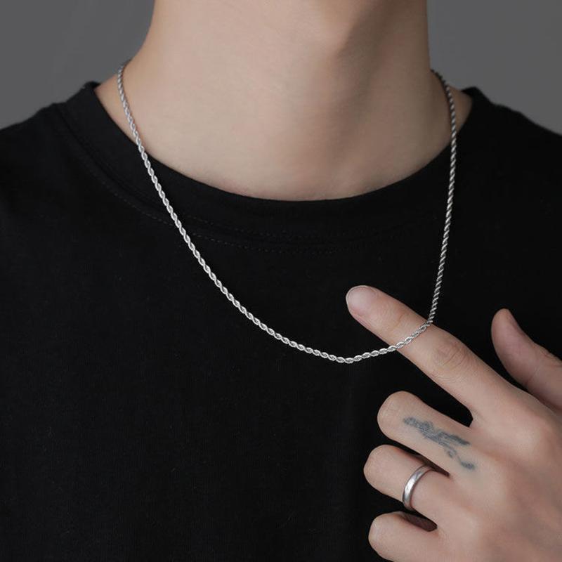 Necklace for Boys, Clavicle Single Chain Rope Titanium Steel, No Fading and All-Matching 3