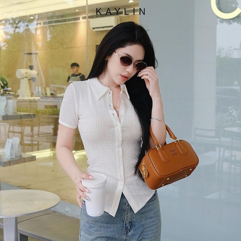 Áo Thun KAYLIN Form Polo Tay Ngắn Chất Vải Thun Len Lưới Mỏng Nhẹ Phong Cách - N2360 Nữ Top