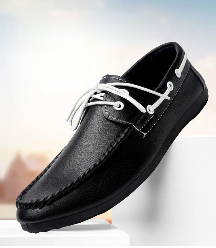 Product Introduction of Round Toe Shoes Casual Men's Slip-on Leather Shoe Flat Lightweight Breathable Dress Shoes 2024 New 6
