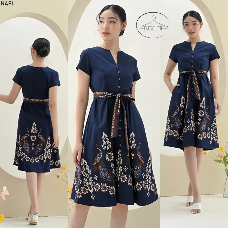 Nafi Dress Wanita Batik Couple Modern Dress Batik Modern Gau