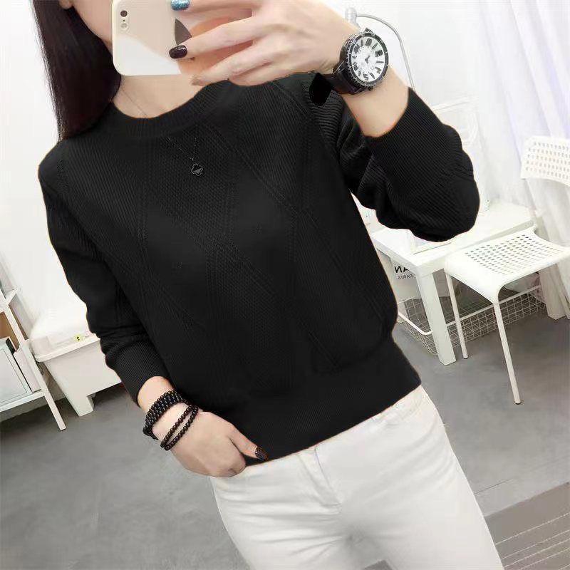 Áo Len Nữ, Cổ Tròn, Dệt Kim, Lớp Nền, Phong Cách Phương Tây, Thanh Lịch, Phù Hợp Bên Trong, Mỏng Vừa Vặn, Bó Sát, Áo ngắn Tay Dài, Thích Hợp Cho Mùa Thu Và Mùa Đông Women Top 2