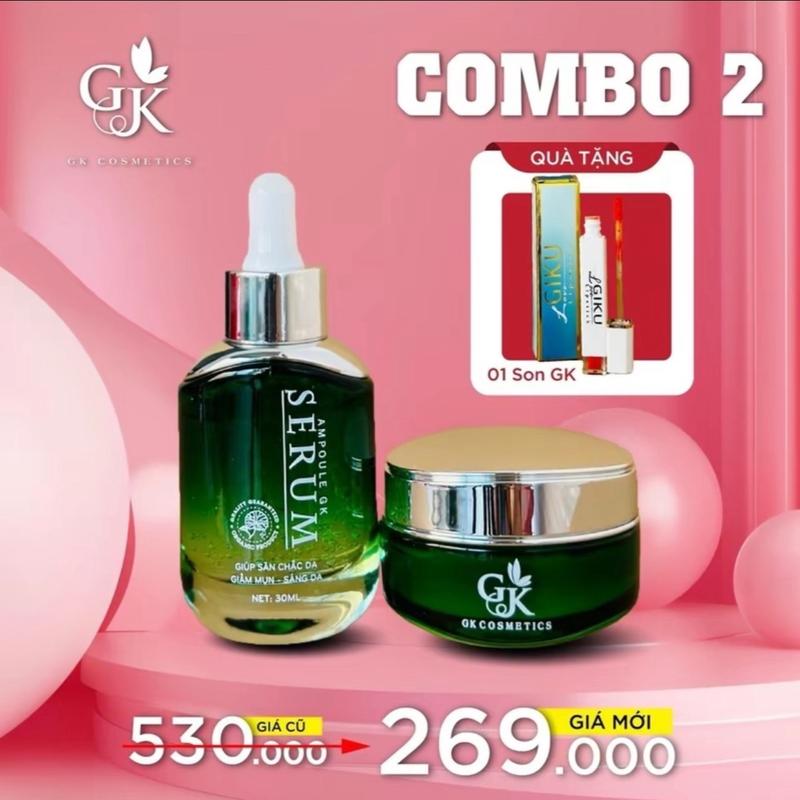 Combo Sản phẩm Face serum GK kem face- Tặng Kèm Son Dưỡng GK Skincare
