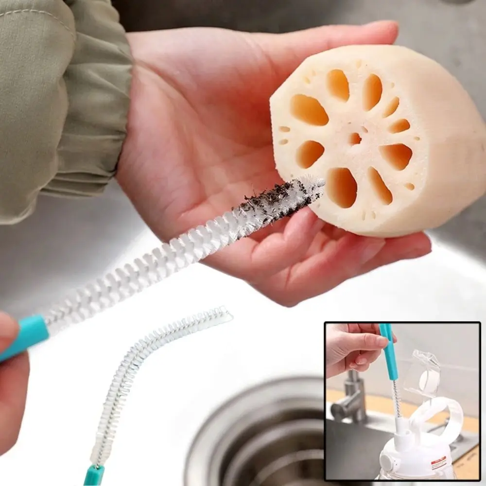 Household Cleaning Accessories 360 Degree Straw Cleaning Brush Stainless Multifunction Straw Bottle Cleaning Brushes Soft Hair Deep Clean Scrub Brushes