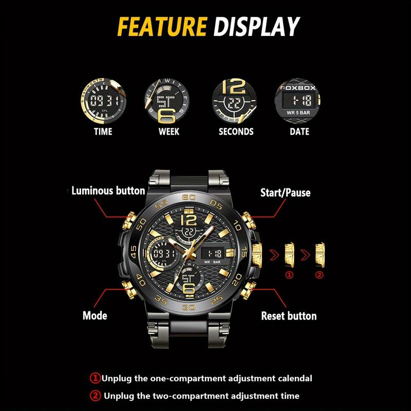 Product Introduction of Sports Watch Fashion New Dual Display Multi-Function Silicone Luminous Sports Casual Waterproof Men's Watch 0