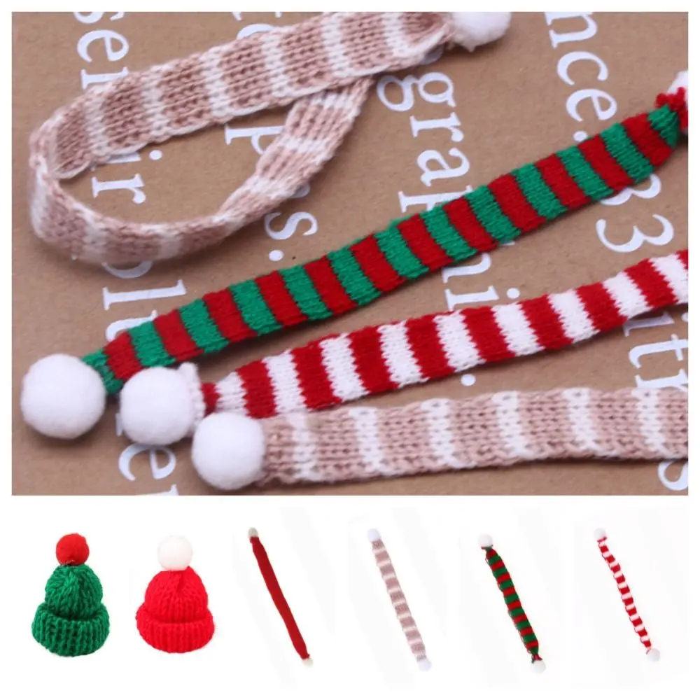 Cute Neck Scarf 1:12 Doll Clothes Soft Cap Christmas Doll Scarf Pretend Play Simulation Mini Xmas Dolls Hat Xmas