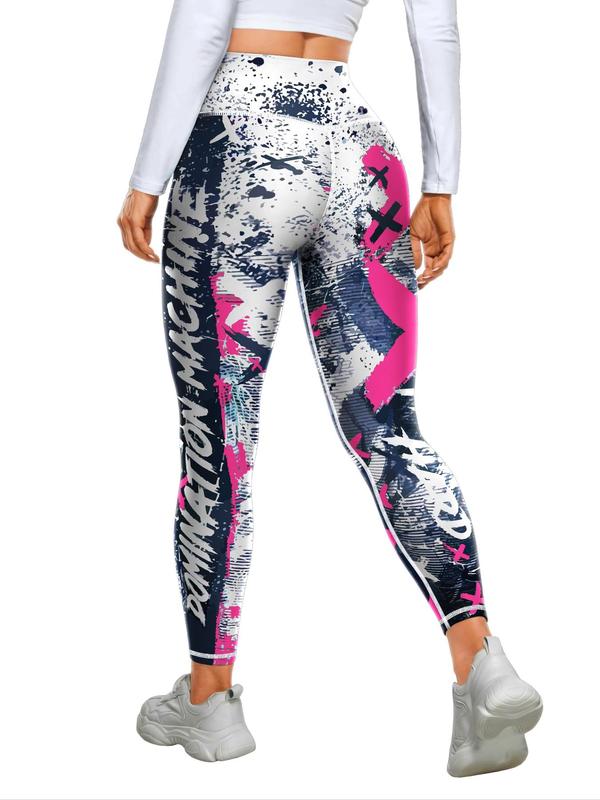 Women's All Over Print High Waist Leggings, Casual Comfy Breathable Skinny Pants for Yoga Gym Workout Running, Ladies Bottoms for All Seasons, Tight Leggings 1
