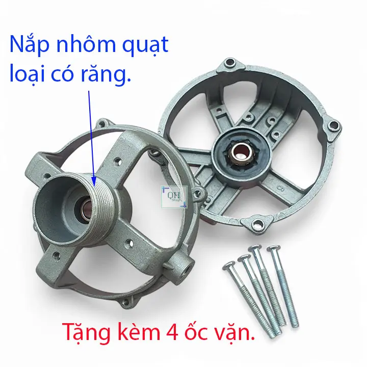 Bộ Vỏ Nhôm Gắn Sẵn Bạc Thau , Loại Có Răng Và Không Răng Linh Kiện Quạt