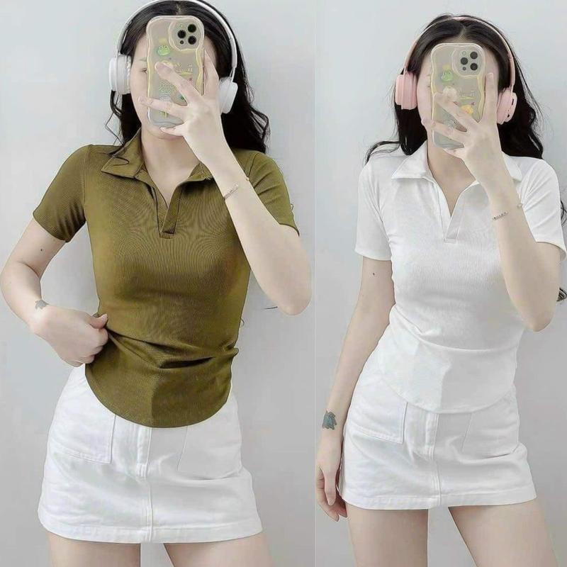  Áo Thun Nữ Kiểu Bigsize Áo Polo Cổ Trụ Thun Tăm Lạnh Đẹp Dễ Thương Top Nữ MS016 Women 
