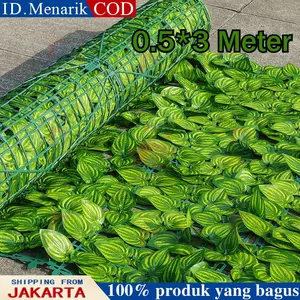 Penutup Pagar Daun Sintetis (Daun Semangka, 0.5/1 x 3m). Daun Rapat Beri Privasi & Kurangi Debu. Jahitan Kuat Awet. Ciptakan Oase Hijau Pribadi di Rumah Anda!