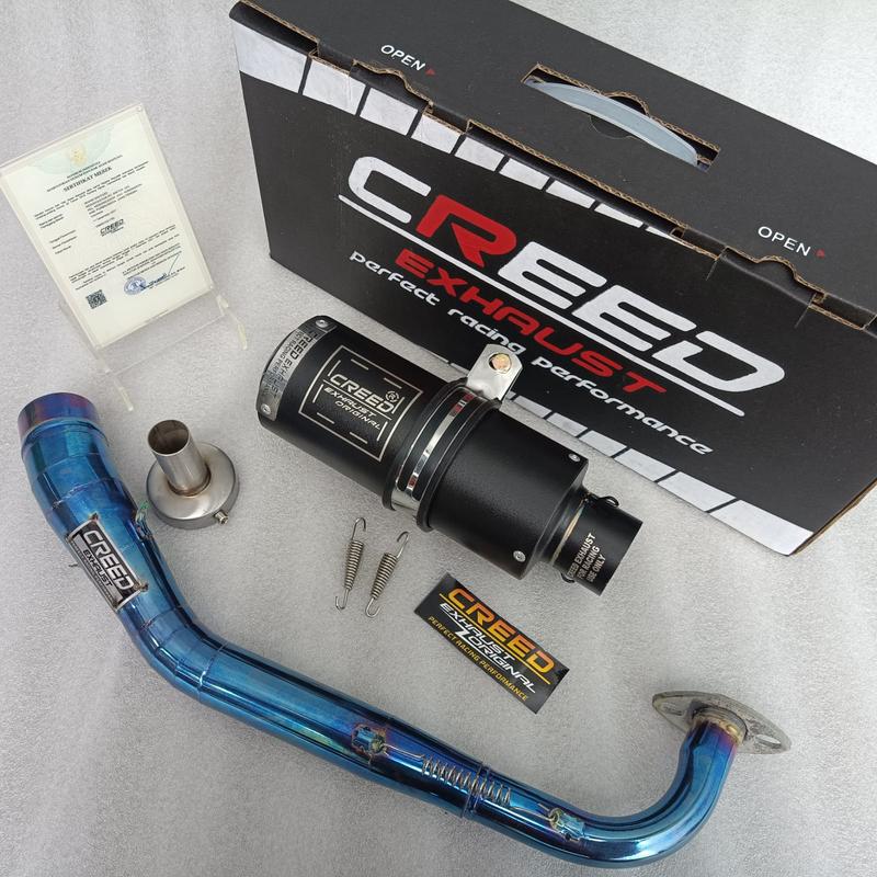 Knalpot Racing Creed Exhaust Suara NGEBAS Pnp Vario 110/125/150/160 Beat Karbu/FI Lama/Beat New 2020-2023 N Max Lama/New Pcx 150/160 Aerox Lama/New Lexi Adv 150/160 Scoopy Lama/New 2020-2023 Genio Fazzio Fino 125 Soul Gt Karbu/Injeksi Mio Sporty/J/M3 2