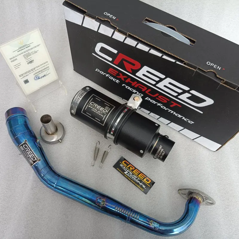 Knalpot Racing Creed Exhaust Suara NGEBAS Pnp Vario 110/125/150/160 Beat Karbu/FI Lama/Beat New 2020-2023 N Max Lama/New Pcx 150/160 Aerox Lama/New Lexi Adv 150/160 Scoopy Lama/New 2020-2023 Genio Fazzio Fino 125 Soul Gt Karbu/Injeksi Mio Sporty/J/M3 2