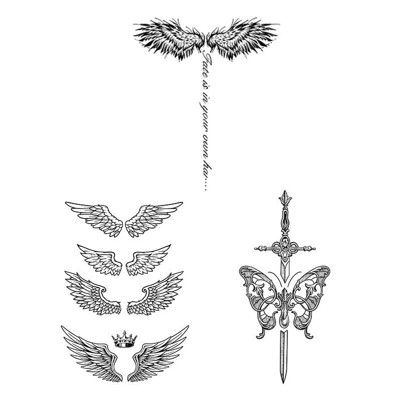 Wing & Butterfly & Sword Pattern Temporary Tattoo Sticker, 3pcs  Fake Tattoo Sticker For Men & Women, Body Art Sticker 1