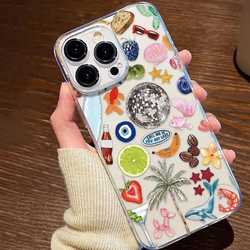 Fashionable TPU Phone Case, Decorative Phone Protector Cover, Phone Accessories Compatible with iPhone 11 12 13 14 15 16 Pro Max, Sticker, Decal