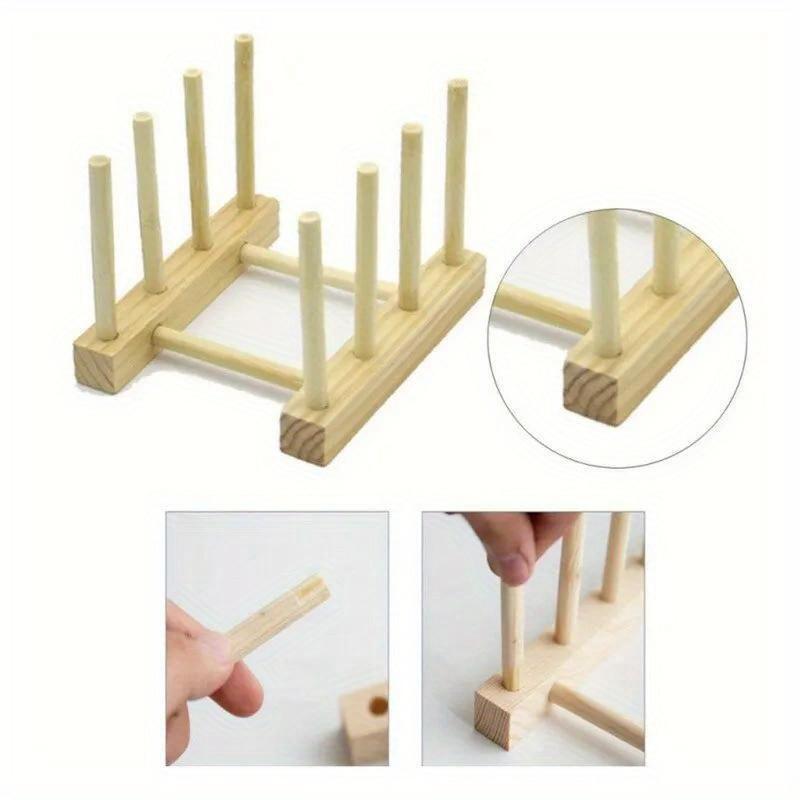 Product Introduction of Wooden Dish Drying Rack, 1 Count Kitchen Dish Drain Rack, Dinnerware Storage Organizer Tray, Plate Drying Shelf for Home Kitchen Dining Room 4