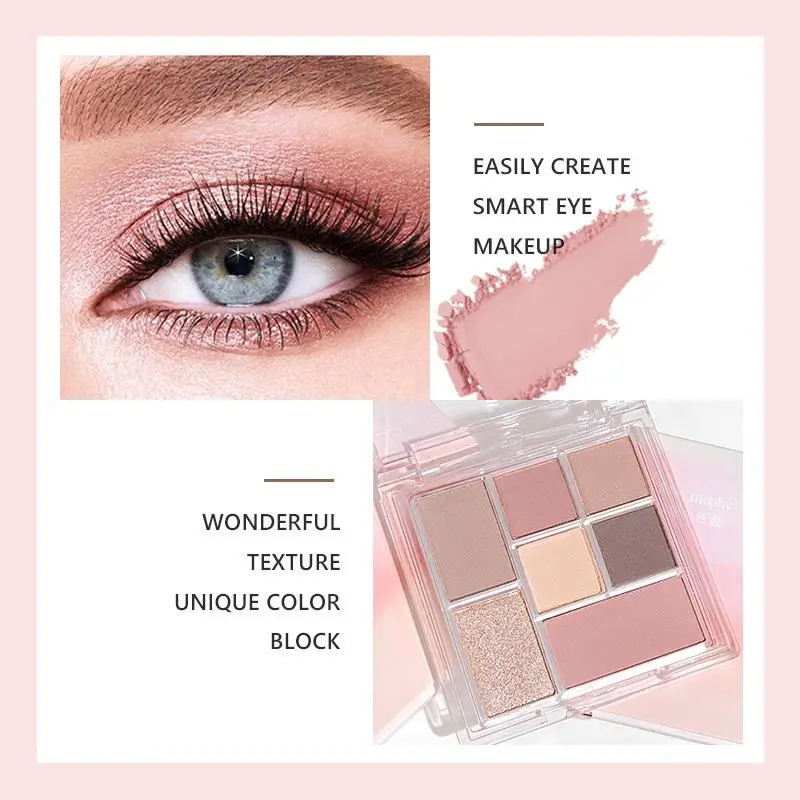 7 Color Eyeshadow Palette, 1 Count Matte & Shimmer Eyeshadow Palette, Long Lasting Eye Makeup Palette, High Pigmented Blendable Eyeshadow Powder 3