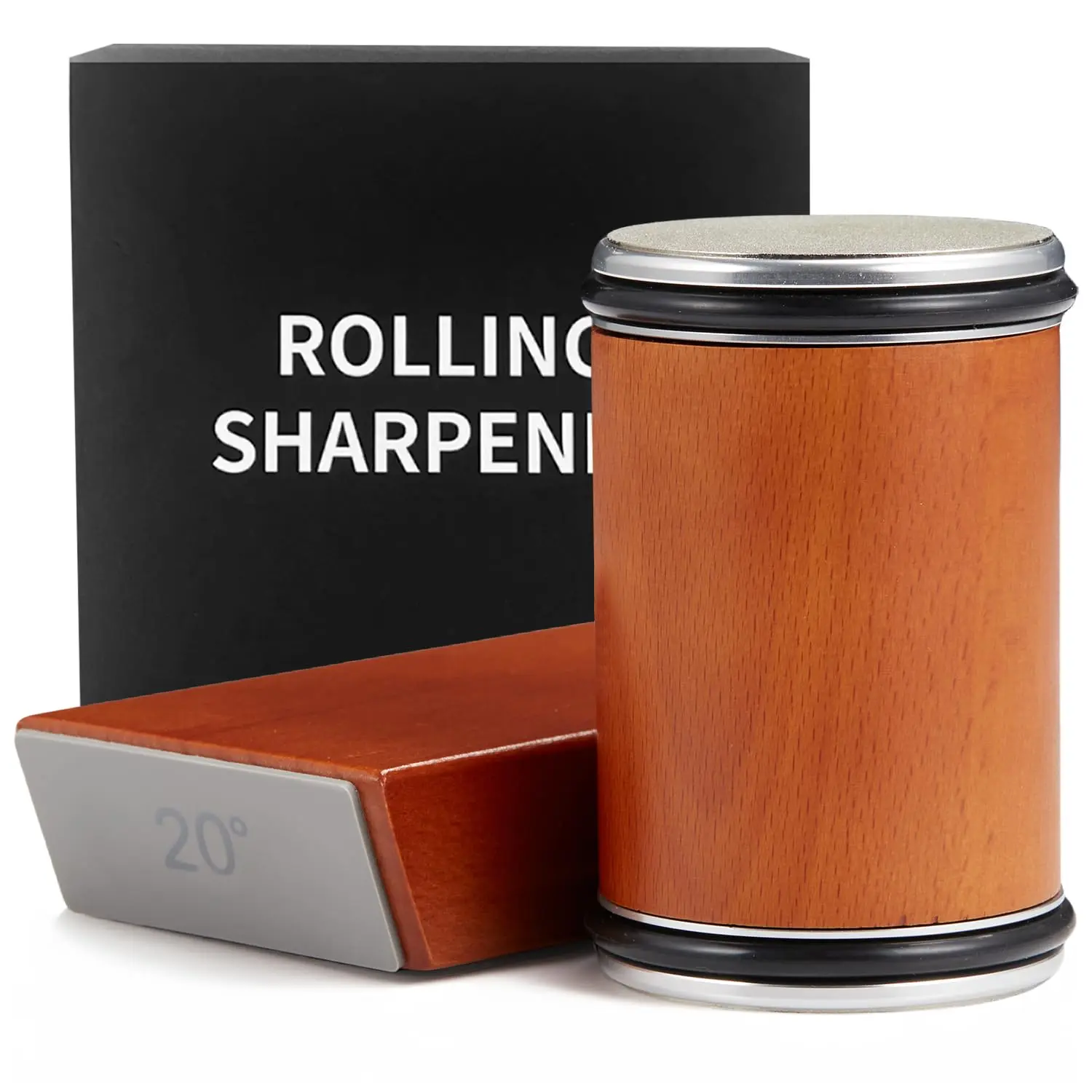 Rolling Knife Sharpener Kit Box, 1 Set Home Cutting Knife Sharpener with Diamond Grinding Disc and Ceramic Honing Disc, Home Kitchen Gadgets