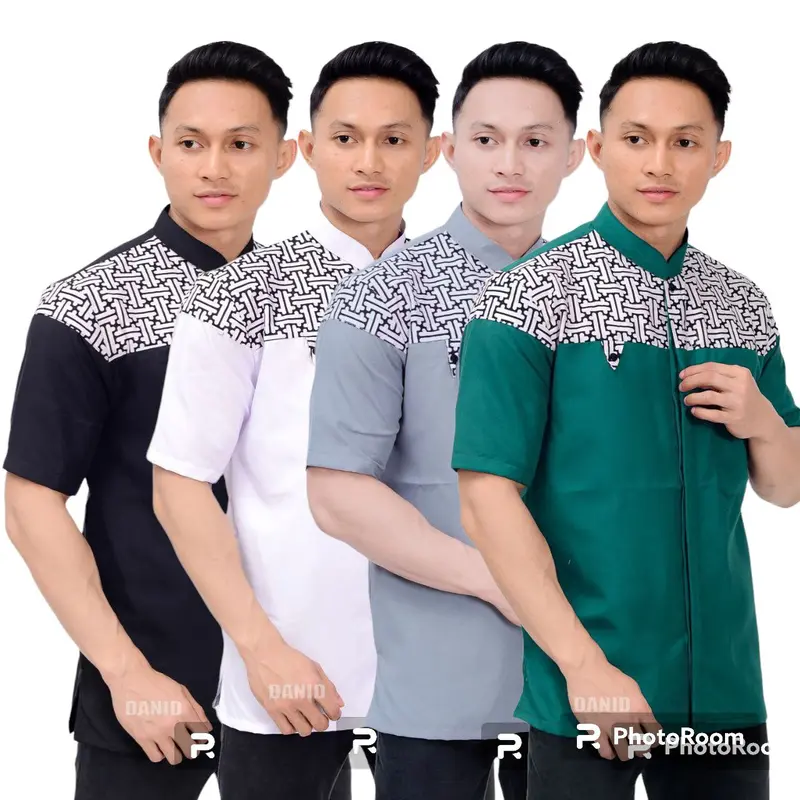 100 ribu dpat 4 baju koko kurta falcon lengan pendek Katun Muslim Pria Dewasa 7