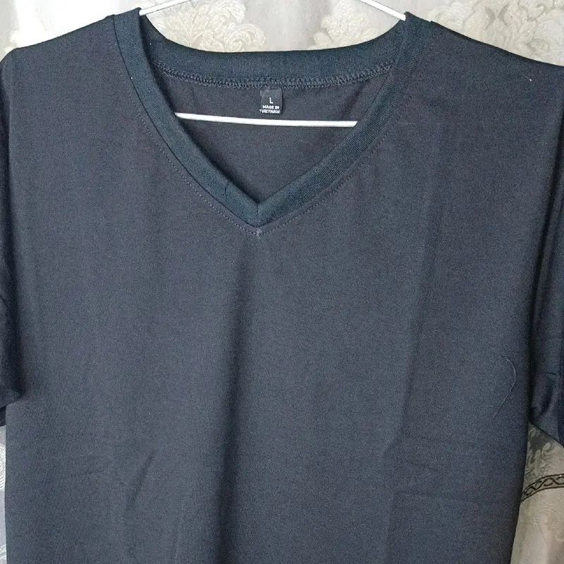 Áo Thun Cổ Tim Nam và nữ Dày Đẹp Màu ( trắng, xám, đen) Top  Menswear Cổ TIM Cotton Cổ Tròn 3