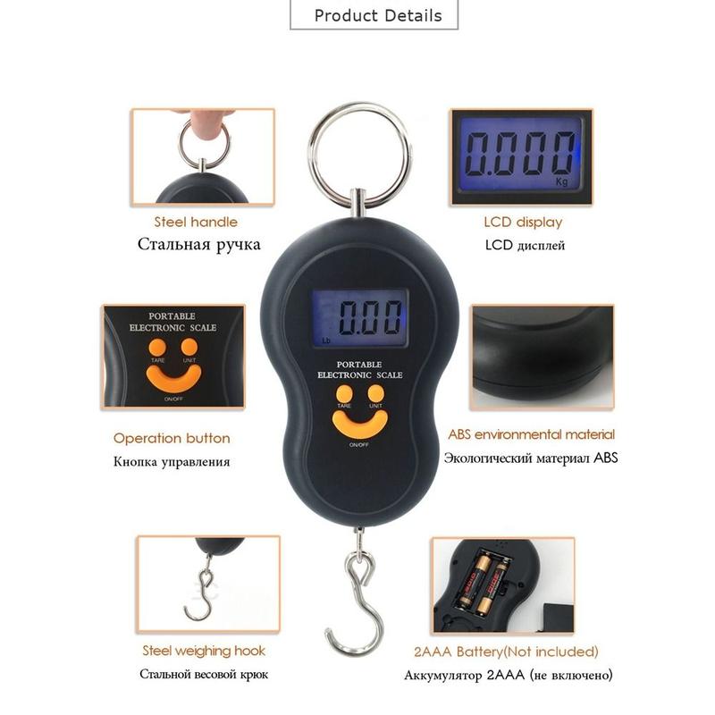 Portable Universal LCD Display Baggage Weight Scales Fishing Scale Suitcase Luggage Scale Travel Digital Hanging Scales Multifunction Scales Electronic Scale 2