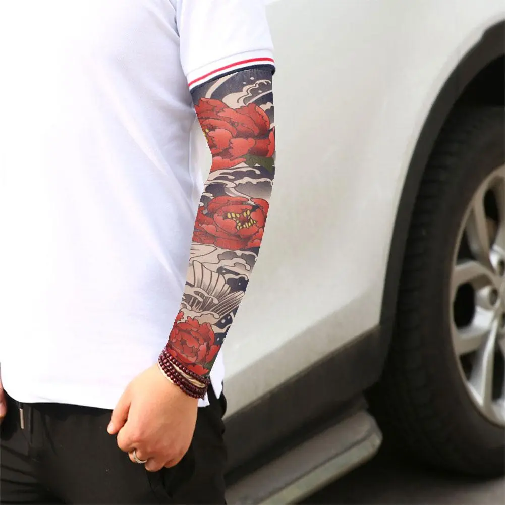 Tattoo Arm Sleeves Arm Cover Sun Protection Cooling Running Sun Summer Sleeves Sleeves V8M3