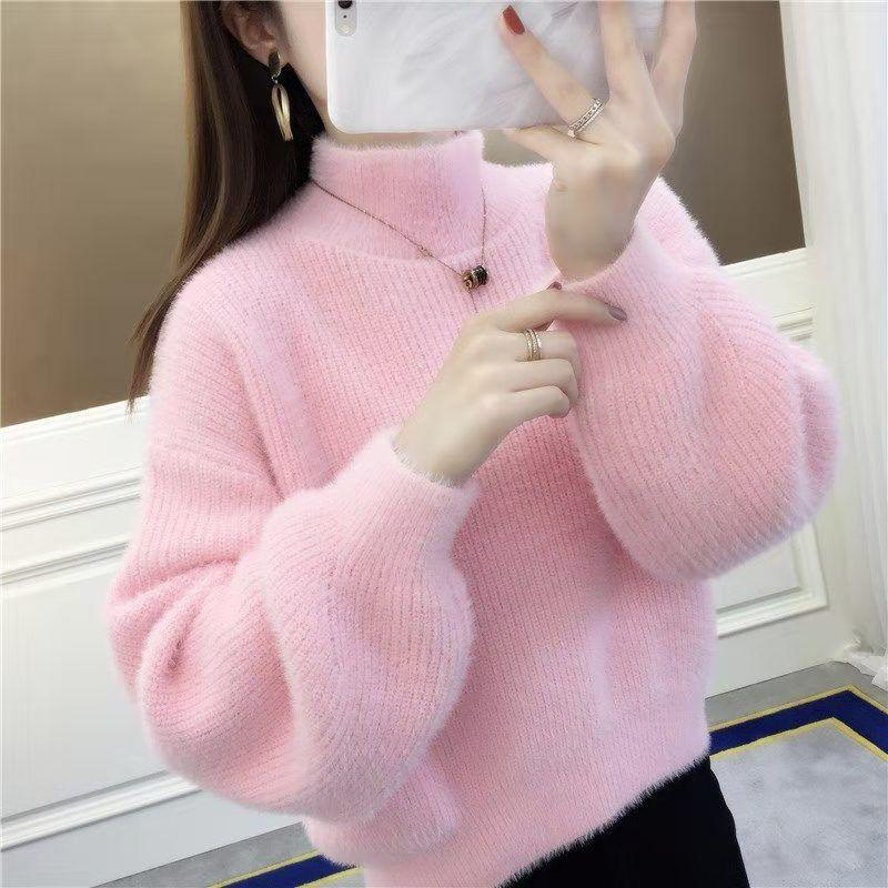Product Introduction of Áo Len Lông Chồn Nhân Tạo 2024 Áo Len Lót Dệt Kim Dáng Rộng Nhỏ Mới Dày Dặn Cổ Lọ Nửa Áo Có thể mặc ngoài trời Mùa Thu Và Mùa Đông Cho Nữ 25