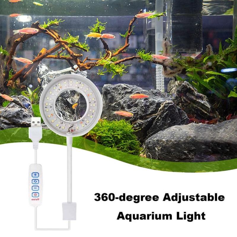 New Rotatable Fish Tank Clip Lamp LED Full Spectrum Waterproof Water Grass Tank Spotlight USB Power 360-degree Aquarium Plant Light Fish Tank 0