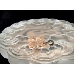 Liontin Silver Batu Ice Pink Morganite Pixiu Stone Super 12.7mm C1098