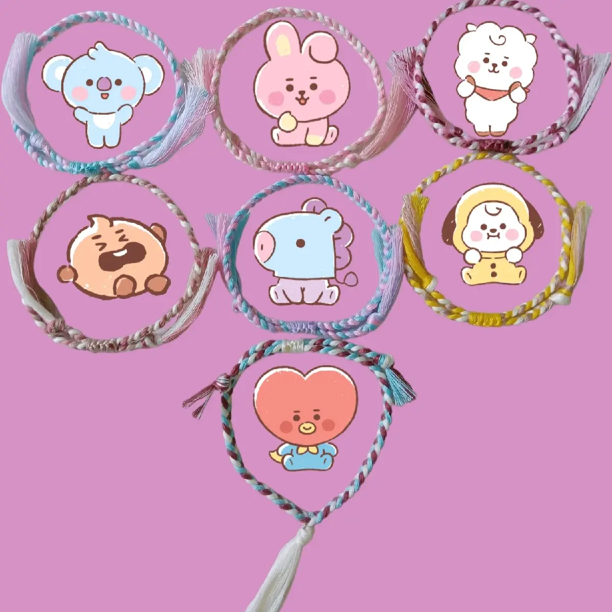 Gelang bt21/ Gelang couple bestie/ Gelang couple/ Gelang tali/ Gelang murah/ Gelang wanita/ Gelang costum Bracelets