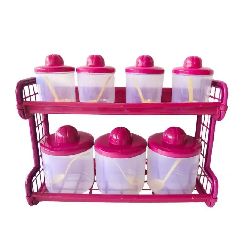 Mercury Kitchen Set Tempat Bumbu 7 in 1 Rak Bumbu Dapur Gantung Dengan 8 Wadah Garam Lada GRATIS Sendok Pelastik 2