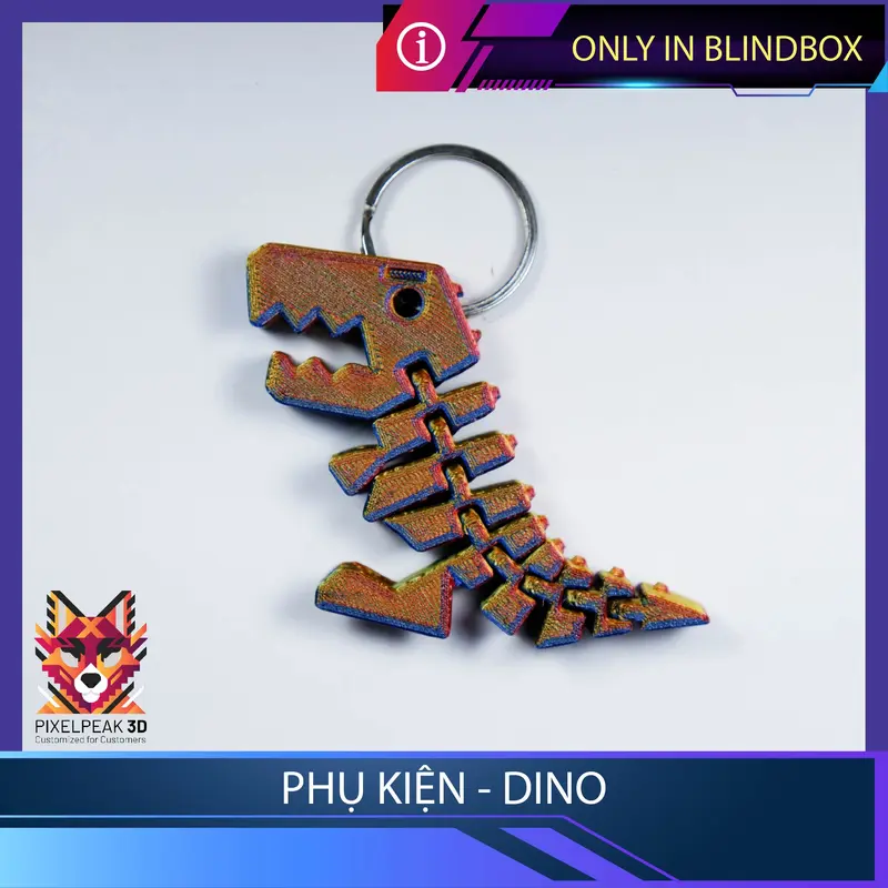 PixelPeak3D - Phụ kiện - Móc khóa xoay giảm stress - Khủng long Dino Flex !!! 6