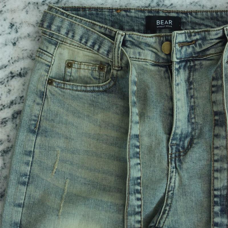Quần jean nam streetwear cao cấp BEAR STREETWEAR,3 màu xanh vàng, vàng cam, xám,form slimfit,vải denim co giãn (sk032) 5
