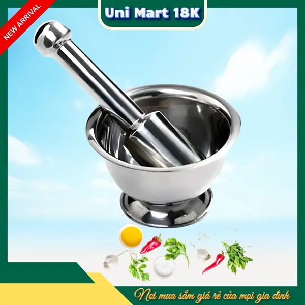 Bộ cối chày inox 304 thép không gỉ số 2- hàng cao cấp không vết hàn